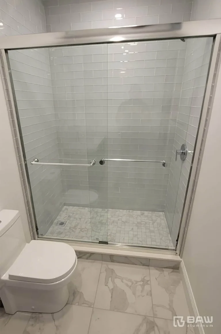 Bathroom with sliding glass shower doors